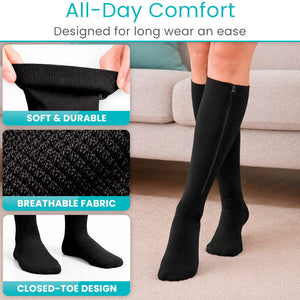 Zippered Compression Stockings- Pair