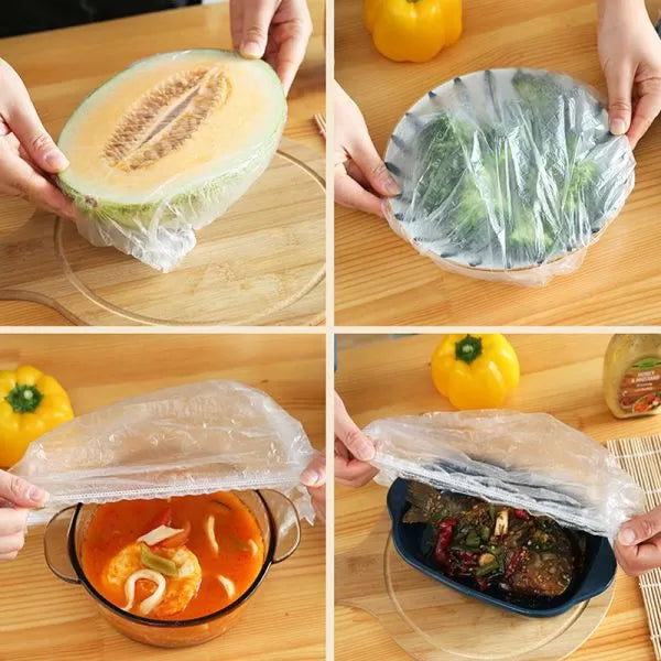 Disposable Food Cover Plastic Shopper Bags- Pack of 100