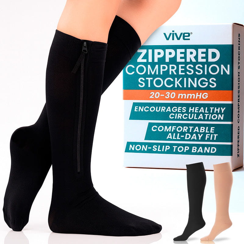 Zippered Compression Stockings- Pair
