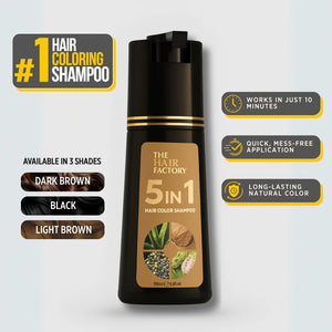 5 IN 1 HAIR COLOR SHAMPOO WITH KERATIN, OLIVE OIL & VITAMIN E