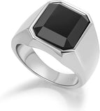 Plain Square Black Agate (Onyx) Modern Silver Ring