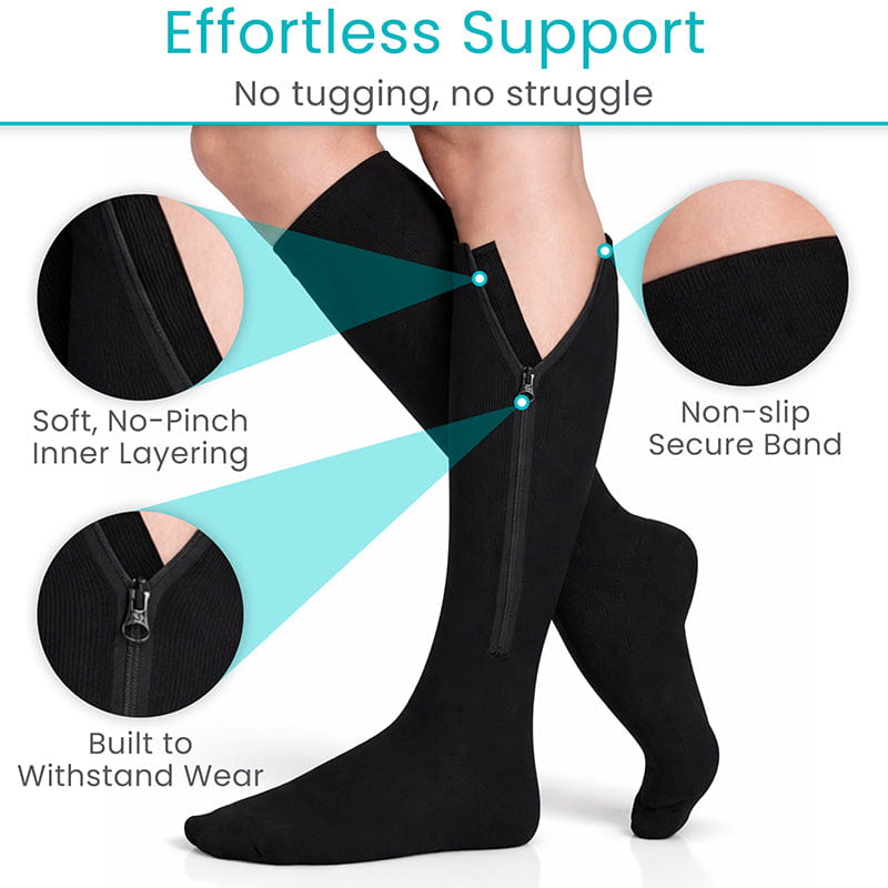 Zippered Compression Stockings- Pair