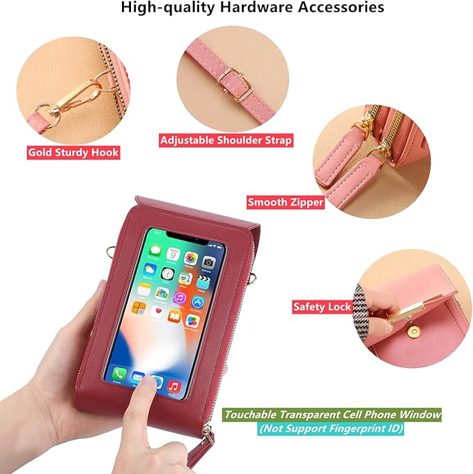 Premium PU Leather Crossbody Mobile Phone Bag with Card Slots