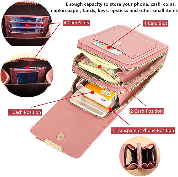 Premium PU Leather Crossbody Mobile Phone Bag with Card Slots