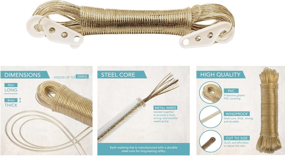 20 Meter PVC Coated Steel Anti-Rust Wire Rope Washing Line Clothesline