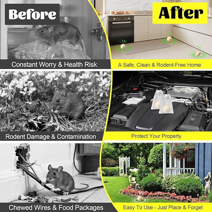 Rodent & Mice Repellent Balls for Longer Lasting Scent- Pack of 10