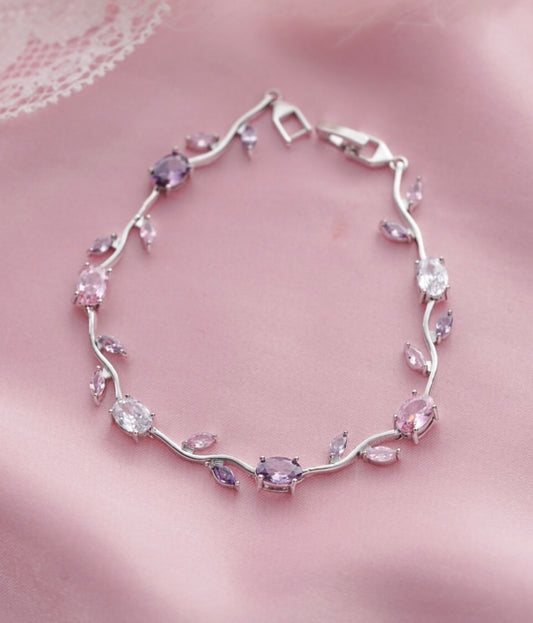 Silver Treasure Vine Necklace Multicolor Gemstone