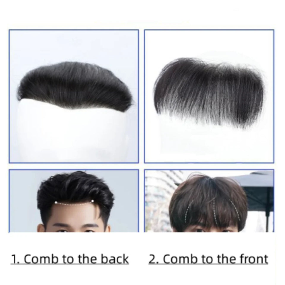 Men’s frontal stick-on hairline with natural human hair (Brand – Anemone)