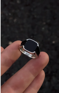 Black Stone Italian Silver Ring for Men