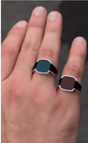 Black Stone Italian Silver Ring for Men