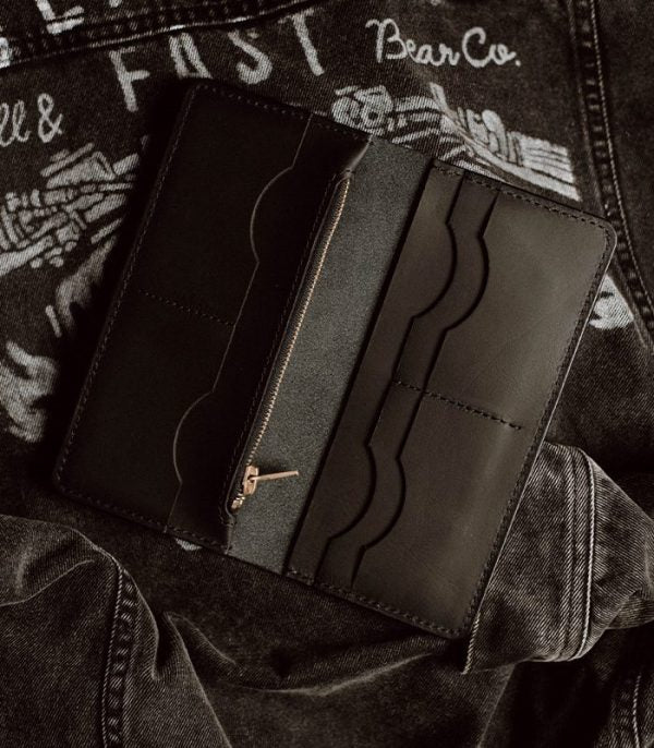 long wallet in sturdy leather