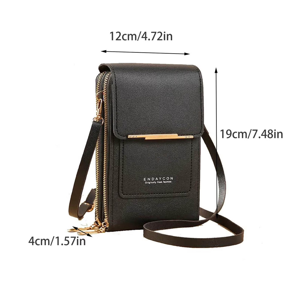 Premium PU Leather Crossbody Mobile Phone Bag with Card Slots