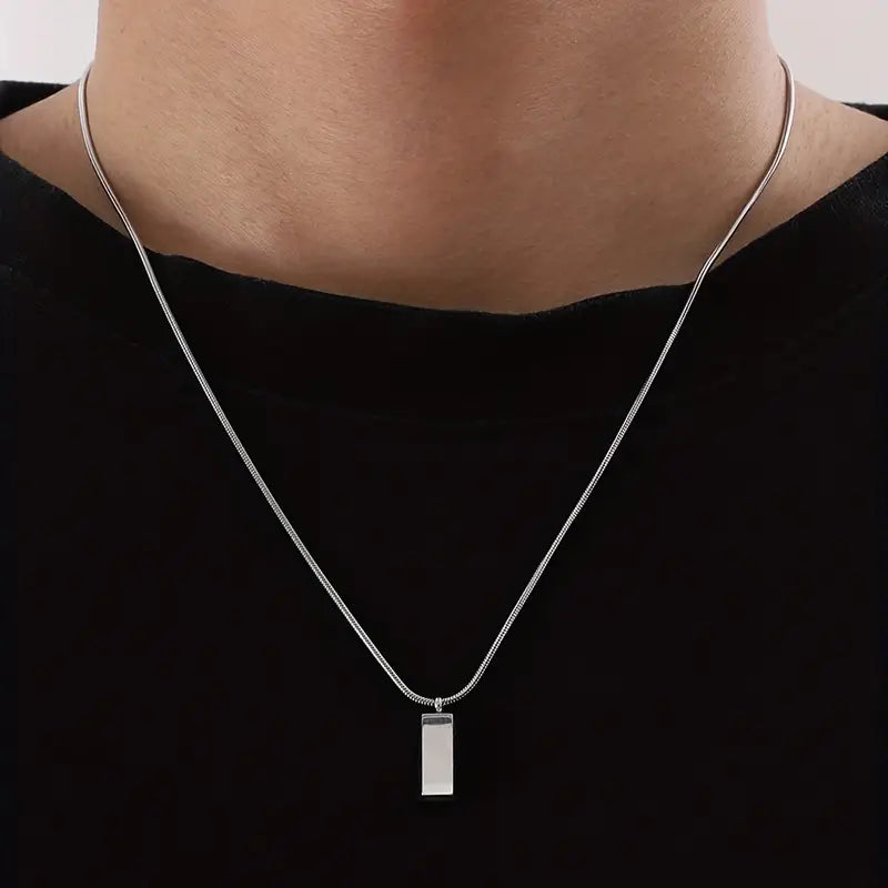 Unisex Bar Pendent Necklace