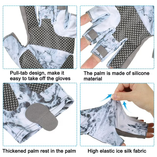 Uxcell Breathable Fingerless Fishing Gloves