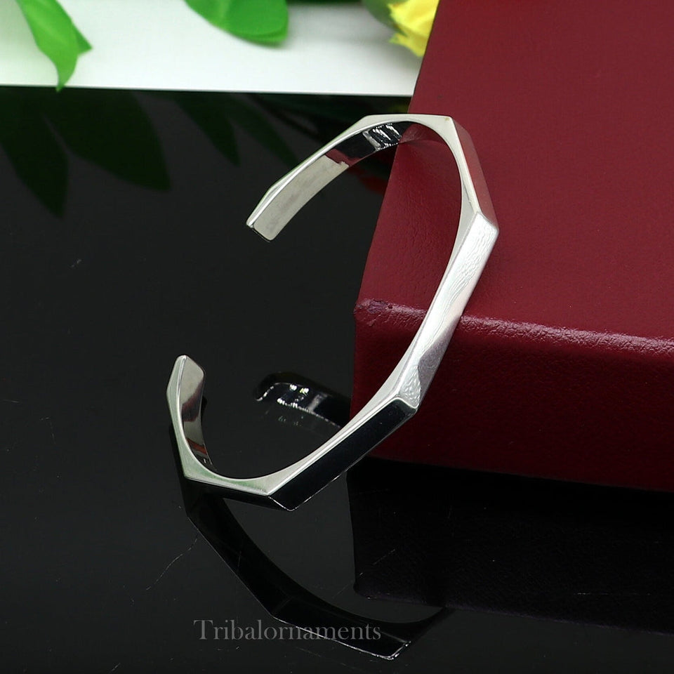 Stainless Steel Hexagon Cuff Bangle