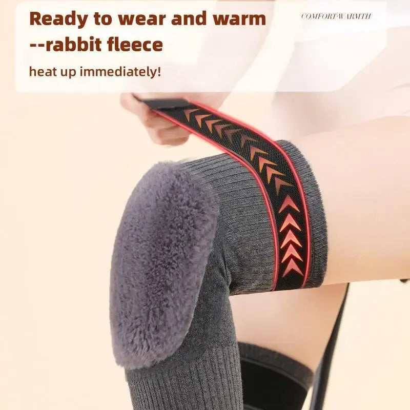 Non-Slip Cashmere Wool Knee - Leg Warmer With Strap Adjustable For Men & Women- Pair