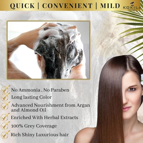 🖤 Kokila NO PPD Shampoo Hair Colour – Natural Black | For Women &amp; Men