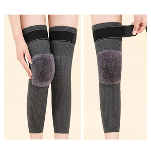 Non-Slip Cashmere Wool Knee - Leg Warmer With Strap Adjustable For Men & Women- Pair