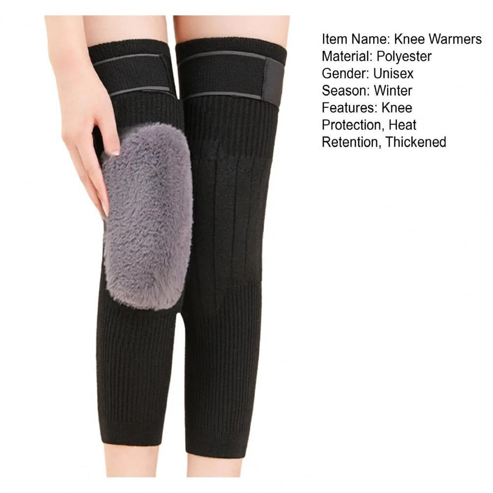 Non-Slip Cashmere Wool Knee - Leg Warmer With Strap Adjustable For Men & Women- Pair
