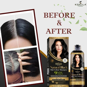 Kokila NO PPD Shampoo Hair Colour - Natural Black for Women and Men