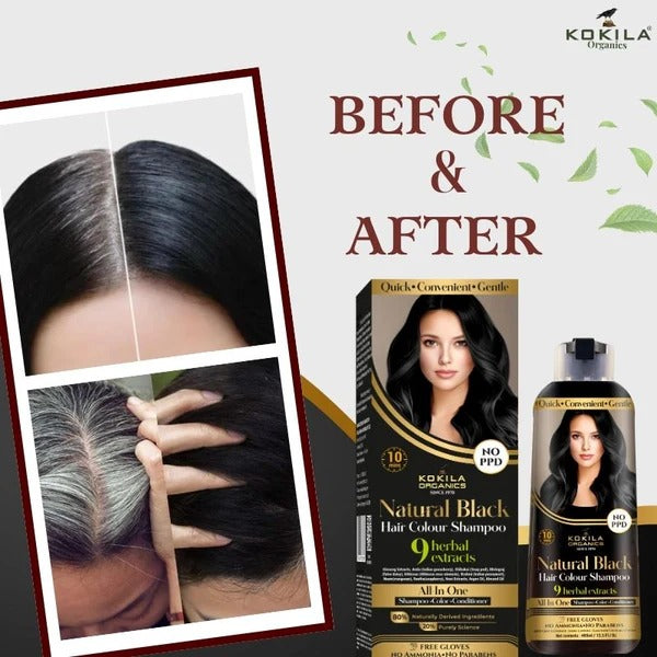🖤 Kokila NO PPD Shampoo Hair Colour – Natural Black | For Women &amp; Men