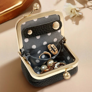 Portable Vintage-Inspired Genuine Leather Jewelry Case