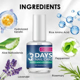 Keratin 3 Day Nail Growth Treatment, Keratin Amino Acid Nail Serum for Strengthener & Healthier Nails
