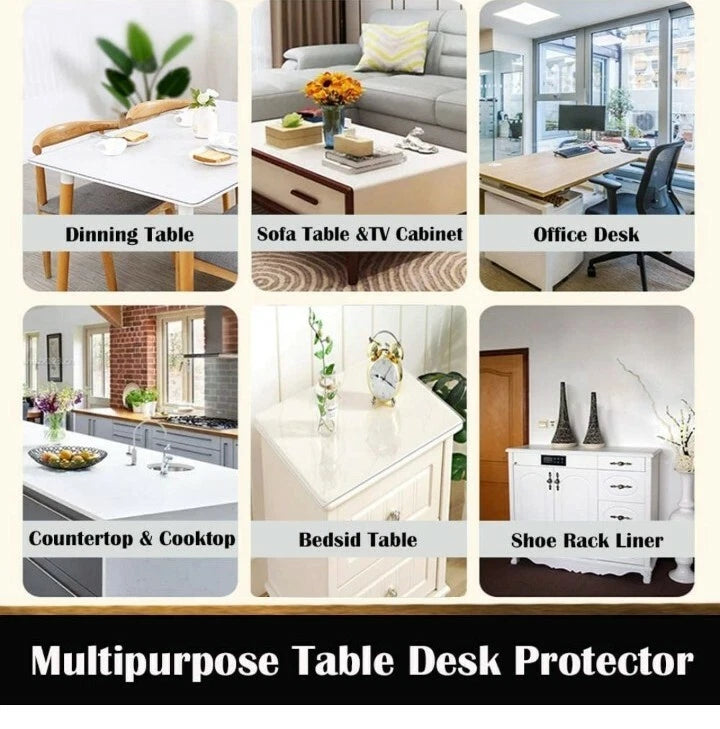 Clear Table Cover 1 mm PVC Tablecloth Waterproof Soft Glass 5x5 Feet