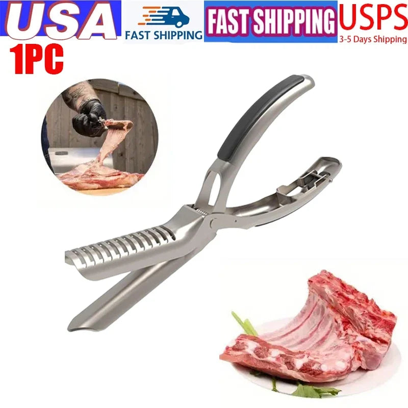 Rib Membrane Remover Kitchen Stainless Steel Tool for BBQ Rib Skin Removal